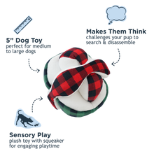 Load image into Gallery viewer, Tall Tails Holiday Plaid Ball Plush Puzzle
