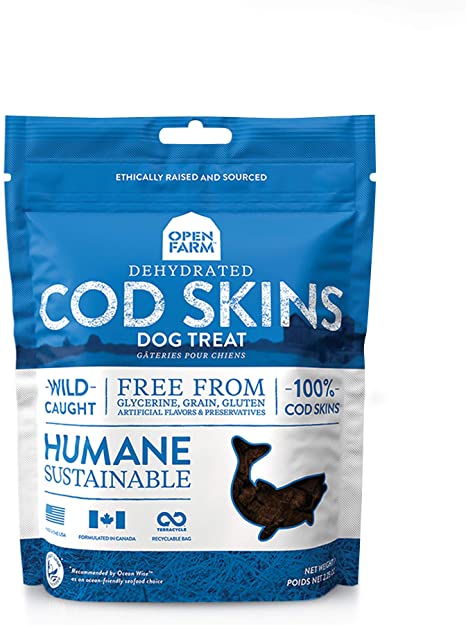 Open Farms Dog Treat Dehydrated Cod Skin 2.25 oz